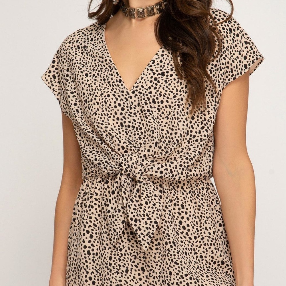 Tie Waist Cheetah Romper